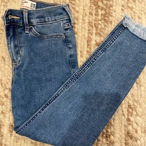 Medium wash jeans.